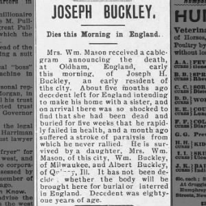 Obituary for Joseph H. BUCKLEY